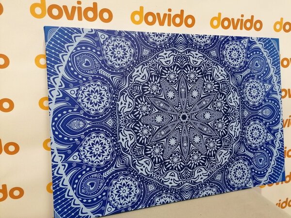Quadro su tela – Mandala ornamentale con pizzo in blu