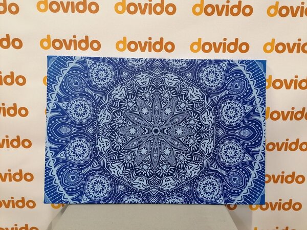 Quadro su tela – Mandala ornamentale con pizzo in blu