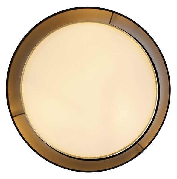 Plafoniera moderna nera con oro 50 cm 3 luci - Drum Duo