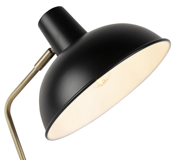 Lampada da tavolo retrò nera con bronzo - Milou
