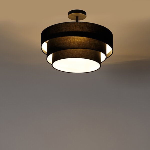 Plafoniera moderna nera 45 cm 3 luci - Drum Trio