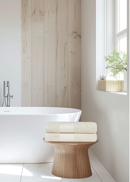 Set di 2 asciugamani in spugna di cotone beige 70x140 cm - Good Morning