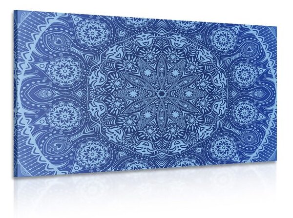 Quadro su tela – Mandala ornamentale con pizzo in blu