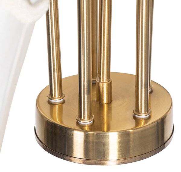 Lampada a sospensione classica in ottone con paralume bianco 5 luci - Nona