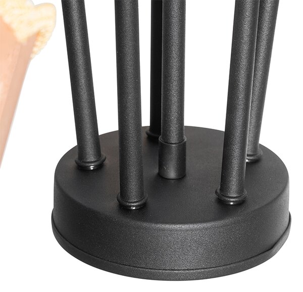 Lampada a sospensione classica nera con paralume dorato 5 luci - Nona