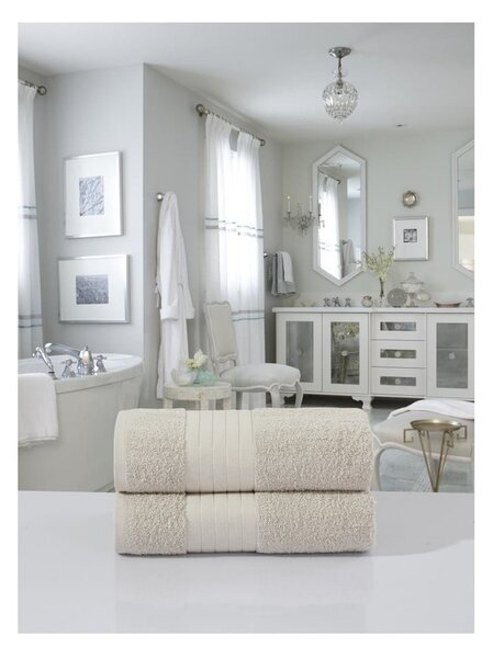 Set di 2 asciugamani in spugna di cotone beige 70x140 cm - Good Morning