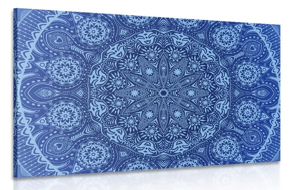 Quadro su tela – Mandala ornamentale con pizzo in blu
