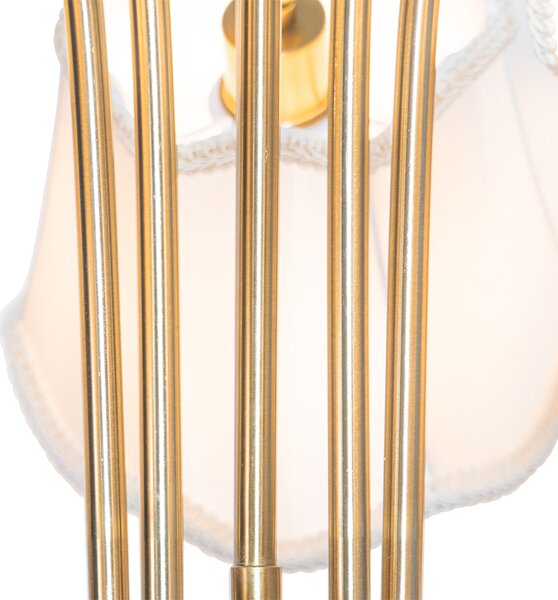 Lampada a sospensione classica in ottone con paralume bianco 5 luci - Nona