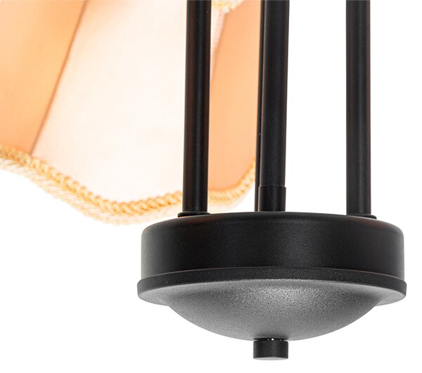 Plafoniera classica nera con paralume oro 3 luci - Nona