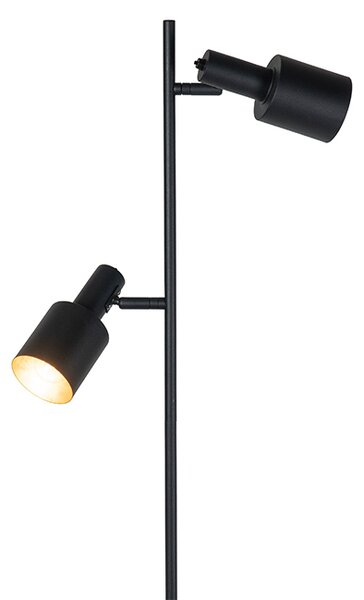 Lampada da terra moderna nera 2 luci - Stijn