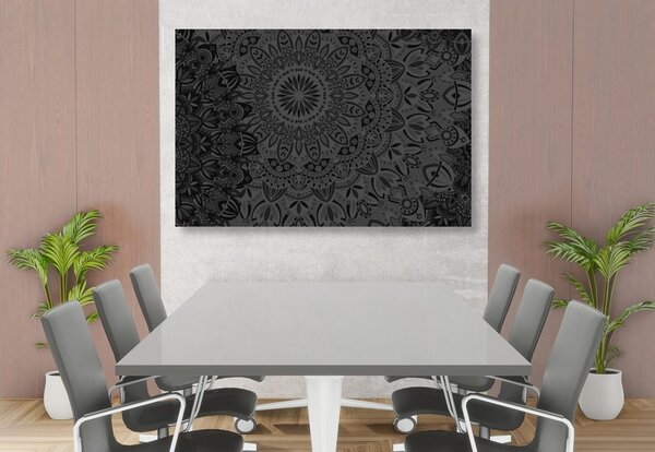 Stampa su tela – Mandala elegante in bianco e nero