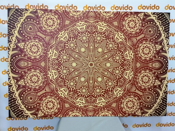 Quadro su tela – Mandala ornamentale con pizzo in bordeaux