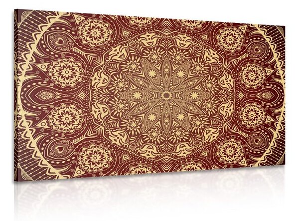 Quadro su tela – Mandala ornamentale con pizzo in bordeaux