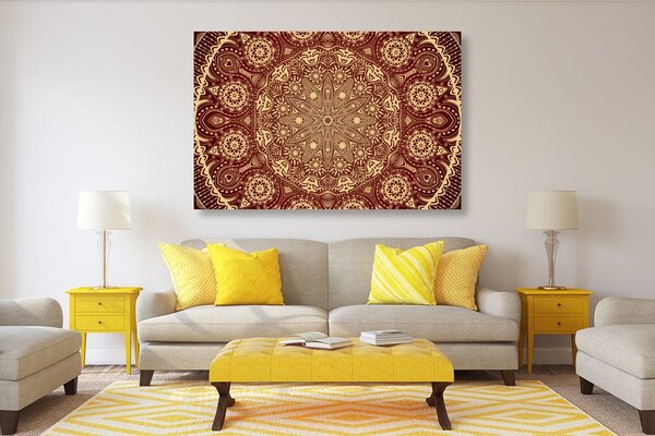 Quadro su tela – Mandala ornamentale con pizzo in bordeaux