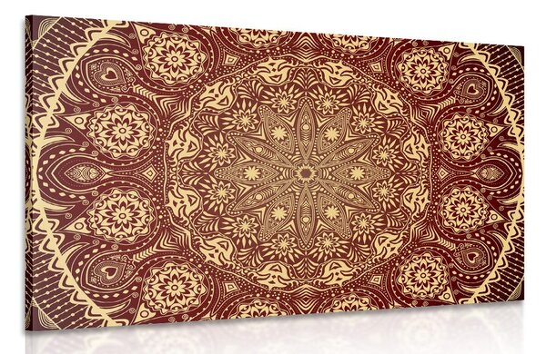 Quadro su tela – Mandala ornamentale con pizzo in bordeaux