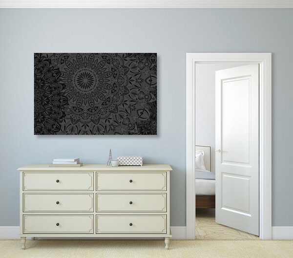 Stampa su tela – Mandala elegante in bianco e nero