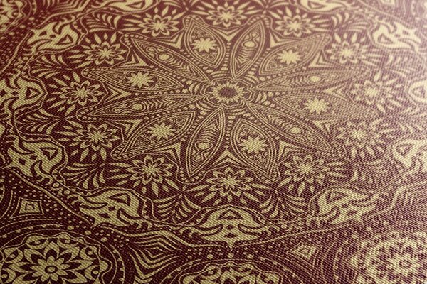 Quadro su tela – Mandala ornamentale con pizzo in bordeaux
