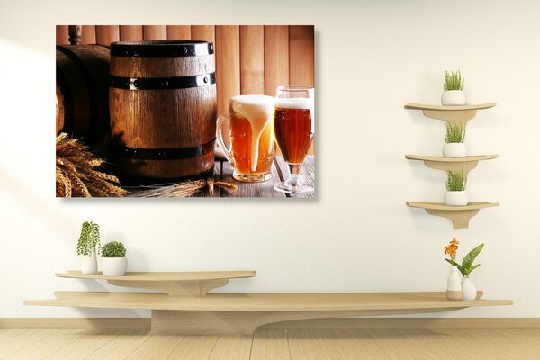 Stampa su tela – Birra con botte di birra