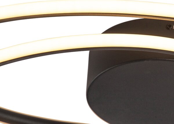 Plafoniera di design nera con LED dimmerabile a 3 livelli - Rowan