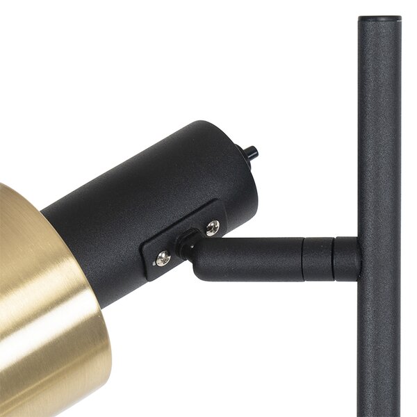 Lampada da terra di design nera con oro 2 luci - Stijn