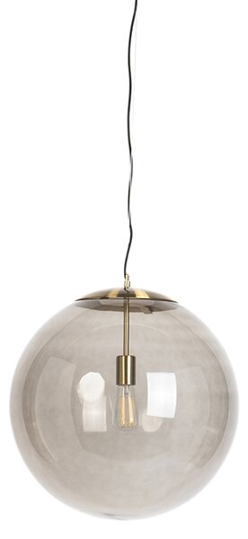 Lampada a sospensione moderna ottone con vetro fumé 50 cm - Ball