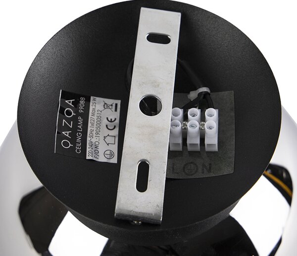 Plafoniera Art Déco nera con vetro fumé - Pallon