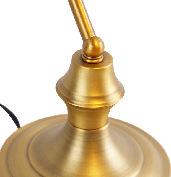 Lampada da tavolo classica da notaio in bronzo con vetro ambrato - Banker