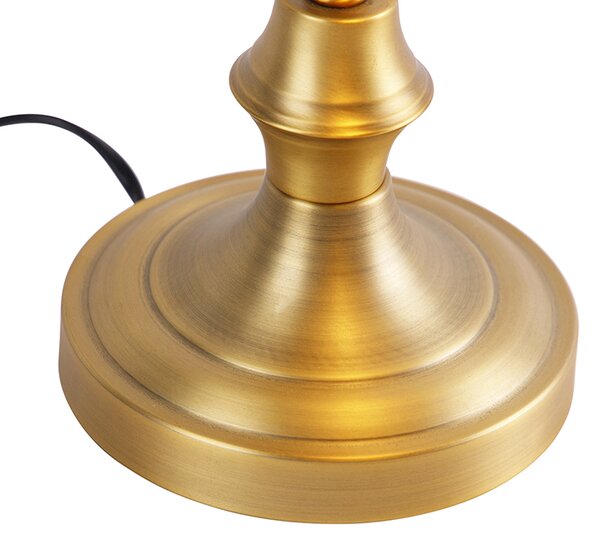 Lampada da tavolo classica da notaio in bronzo con vetro ambrato - Banker