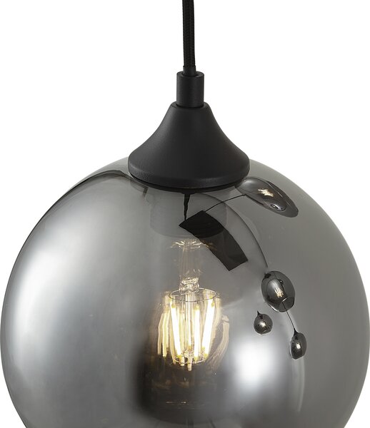 Lampada a sospensione Art Déco nera con vetro fumé 5 luci - Wallace