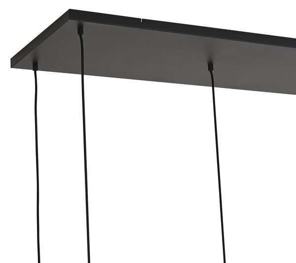 Lampada a sospensione Art Déco nera con vetro fumé 5 luci - Wallace