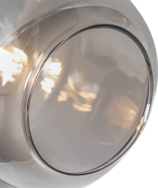 Lampada da terra nera con oro e vetro fumé 3 luci - Zuzanna
