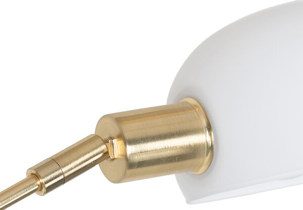 Lampada da terra di design in ottone con vetro opale 5 luci - Sixties Marmo