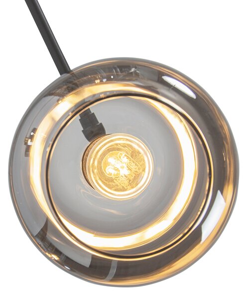 Lampada da terra nera con oro e vetro fumé 5 luci - Zuzanna