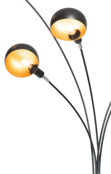 Lampada da terra di design nera con oro 5 luci - Sixties Marmo