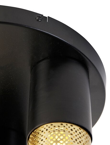 Plafoniera industriale nera con oro rotonda 3 luci - Raspi