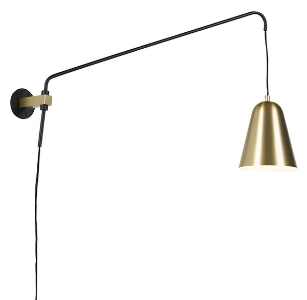Applique da parete retrò oro/ottone con paralume - Demi