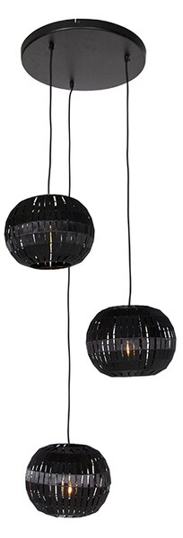 Lampada a sospensione moderna nera 3 luci - Zoë