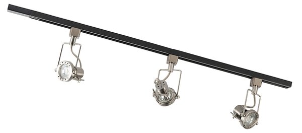 Sistema di illuminazione a binario moderno con 3 faretti in acciaio monofase - Iconic Suplux