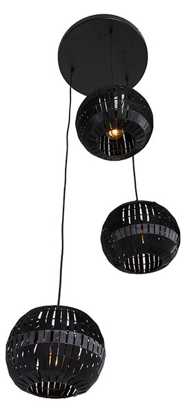 Lampada a sospensione moderna nera 3 luci - Zoë