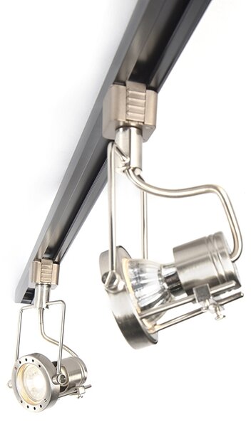 Sistema di illuminazione a binario moderno con 3 faretti in acciaio monofase - Iconic Suplux