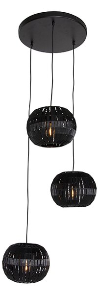 Lampada a sospensione moderna nera 3 luci - Zoë