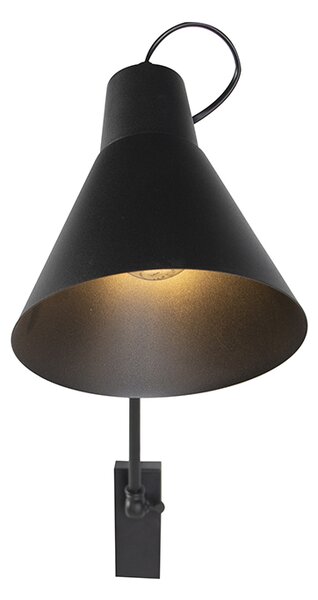 Applique da parete di design nera regolabile - Luna
