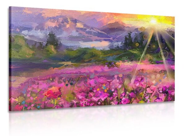 Quadro su tela – Dipinto a olio paesaggistico colorato