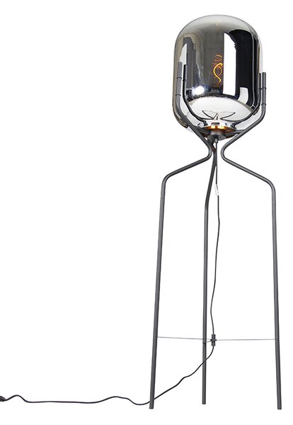 Lampada da terra di design nera con vetro fumé - Bliss