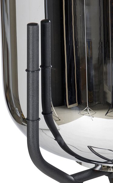 Lampada da terra di design nera con vetro fumé - Bliss