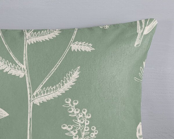 Set lenzuola letto matrimoniale verde in flanella 200x220 cm Herbs - Good Morning