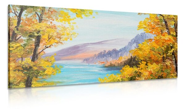 Quadro su tela – Dipinto a olio di un lago di montagna