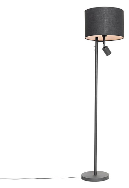 Lampada da terra nera con interno bianco e luce di lettura - Jelena