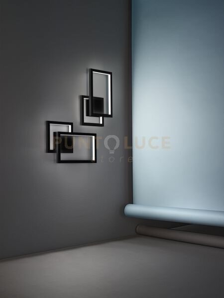 Cross applique in alluminio verniciato nero 2 riquadri led 20w 1500