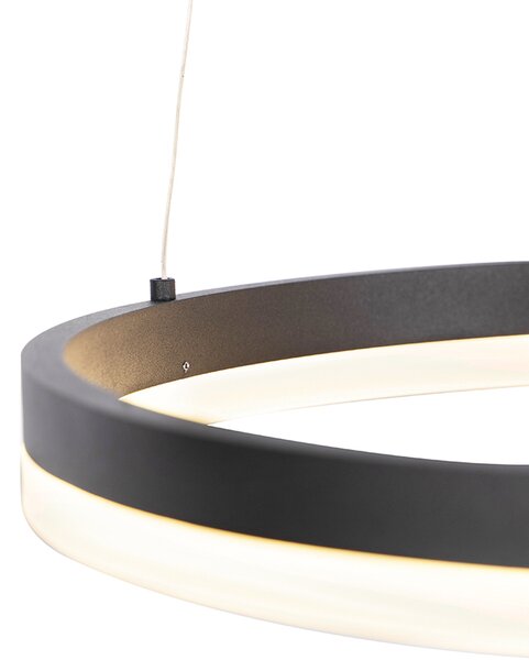 Lampada a sospensione di design nera 40 cm incl. LED dimmerabile a 3 step - Anello